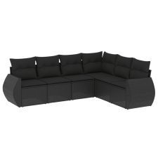 vidaXL 6 részes fekete polyrattan kerti ülőgarnitúra párnákkal (3253742) kerti bútor