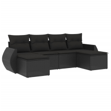 vidaXL 6 részes fekete polyrattan kerti ülőgarnitúra párnákkal (3254052) kerti bútor