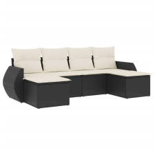 vidaXL 6 részes fekete polyrattan kerti ülőgarnitúra párnákkal (3254053) kerti bútor