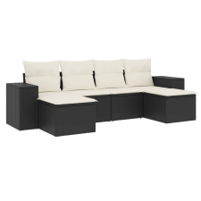 vidaXL 6 részes fekete polyrattan kerti ülőgarnitúra párnákkal (3255253) kerti bútor