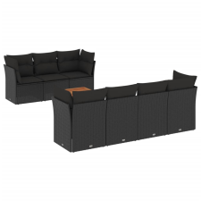 vidaXL 6 részes fekete polyrattan kerti ülőgarnitúra párnákkal (3255831) kerti bútor