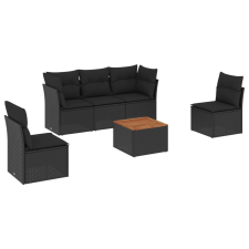 vidaXL 6 részes fekete polyrattan kerti ülőgarnitúra párnákkal (3255873) kerti bútor