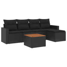 vidaXL 6 részes fekete polyrattan kerti ülőgarnitúra párnákkal (3256426) kerti bútor