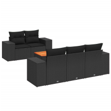 vidaXL 6 részes fekete polyrattan kerti ülőgarnitúra párnákkal (3257658) kerti bútor
