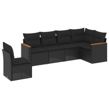 vidaXL 6 részes fekete polyrattan kerti ülőgarnitúra párnákkal (3258415) kerti bútor
