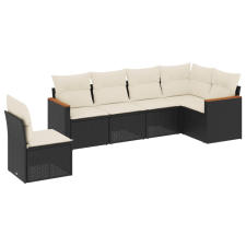 vidaXL 6 részes fekete polyrattan kerti ülőgarnitúra párnákkal (3258416) kerti bútor