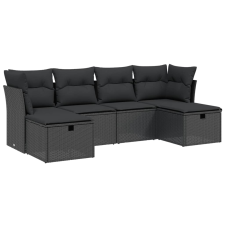 vidaXL 6 részes fekete polyrattan kerti ülőgarnitúra párnákkal (3263231) kerti bútor