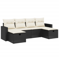 vidaXL 6 részes fekete polyrattan kerti ülőgarnitúra párnákkal (3263542) kerti bútor
