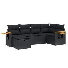 vidaXL 6 részes fekete polyrattan kerti ülőgarnitúra párnákkal (3265514) kerti bútor