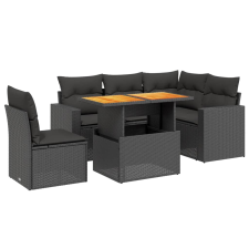 vidaXL 6 részes fekete polyrattan kerti ülőgarnitúra párnákkal (3271314) kerti bútor