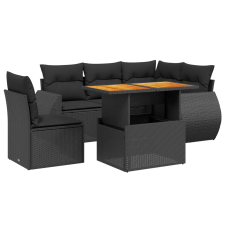 vidaXL 6 részes fekete polyrattan kerti ülőgarnitúra párnákkal (3272196) kerti bútor