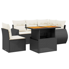 vidaXL 6 részes fekete polyrattan kerti ülőgarnitúra párnákkal (3272197) kerti bútor