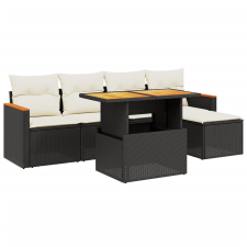 vidaXL 6 részes fekete polyrattan kerti ülőgarnitúra párnákkal (3276031) kerti bútor