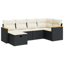 vidaXL 6 részes fekete polyrattan kerti ülőgarnitúra párnákkal (3325913) kerti bútor