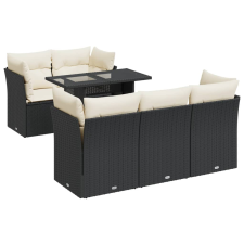 vidaXL 6 részes fekete polyrattan kerti ülőgarnitúra párnákkal (3326097) kerti bútor