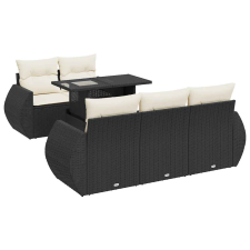 vidaXL 6 részes fekete polyrattan kerti ülőgarnitúra párnákkal (3326567) kerti bútor