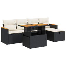 vidaXL 6 részes fekete polyrattan kerti ülőgarnitúra párnákkal (3328106) kerti bútor