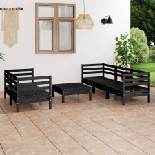 vidaXL 6 részes fekete tömör fenyőfa kerti ülőgarnitúra kerti bútor