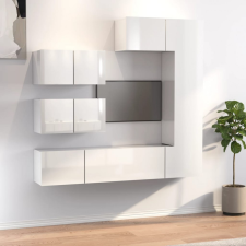 vidaXL 6 részes magasfényű fehér szerelt fa TV-szekrényszett bútor