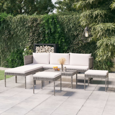 vidaXL 6-részes szürke polyrattan kerti bútorszett párnákkal kerti bútor