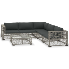 vidaXL 6-részes szürke polyrattan kerti bútorszett párnákkal (46809) kerti bútor