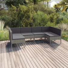 vidaXL 6 részes szürke polyrattan kerti ülőgarnitúra párnákkal kerti bútor