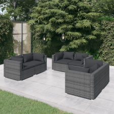 vidaXL 6-részes szürke polyrattan kerti ülőgarnitúra párnákkal kerti bútor