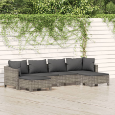 vidaXL 6 részes szürke polyrattan kerti ülőgarnitúra párnákkal kerti bútor