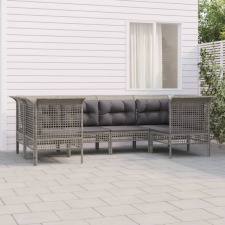 vidaXL 6 részes szürke polyrattan kerti ülőgarnitúra párnákkal kerti bútor