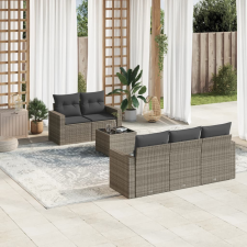 vidaXL 6 részes szürke polyrattan kerti ülőgarnitúra párnákkal kerti bútor