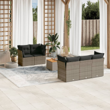 vidaXL 6 részes szürke polyrattan kerti ülőgarnitúra párnákkal kerti bútor