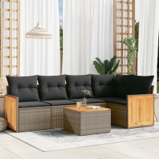 vidaXL 6 részes szürke polyrattan kerti ülőgarnitúra párnákkal kerti bútor