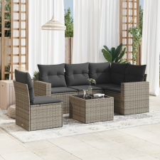 vidaXL 6 részes szürke polyrattan kerti ülőgarnitúra párnákkal kerti bútor