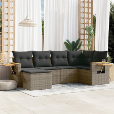 vidaXL 6 részes szürke polyrattan kerti ülőgarnitúra párnákkal kerti bútor