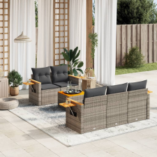 vidaXL 6 részes szürke polyrattan kerti ülőgarnitúra párnákkal kerti bútor