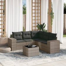 vidaXL 6 részes szürke polyrattan kerti ülőgarnitúra párnákkal kerti bútor