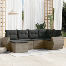vidaXL 6 részes szürke polyrattan kerti ülőgarnitúra párnákkal kerti bútor