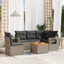 vidaXL 6 részes szürke polyrattan kerti ülőgarnitúra párnákkal kerti bútor