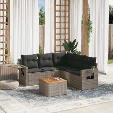 vidaXL 6 részes szürke polyrattan kerti ülőgarnitúra párnákkal kerti bútor