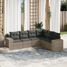 vidaXL 6 részes szürke polyrattan kerti ülőgarnitúra párnákkal kerti bútor