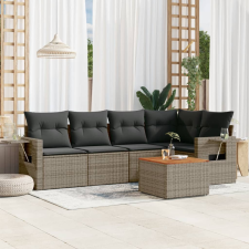 vidaXL 6 részes szürke polyrattan kerti ülőgarnitúra párnákkal kerti bútor
