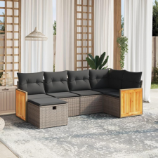 vidaXL 6 részes szürke polyrattan kerti ülőgarnitúra párnákkal kerti bútor