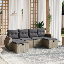 vidaXL 6 részes szürke polyrattan kerti ülőgarnitúra párnákkal kerti bútor