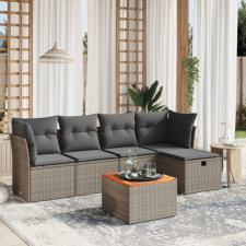 vidaXL 6 részes szürke polyrattan kerti ülőgarnitúra párnákkal kerti bútor