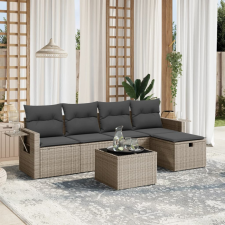 vidaXL 6 részes szürke polyrattan kerti ülőgarnitúra párnákkal kerti bútor