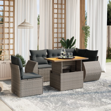 vidaXL 6 részes szürke polyrattan kerti ülőgarnitúra párnákkal kerti bútor