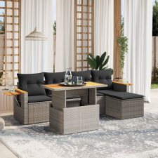 vidaXL 6 részes szürke polyrattan kerti ülőgarnitúra párnákkal kerti bútor
