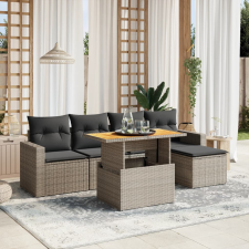vidaXL 6 részes szürke polyrattan kerti ülőgarnitúra párnákkal kerti bútor