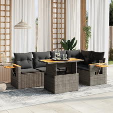 vidaXL 6 részes szürke polyrattan kerti ülőgarnitúra párnákkal kerti bútor