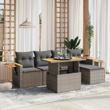 vidaXL 6 részes szürke polyrattan kerti ülőgarnitúra párnákkal kerti bútor
